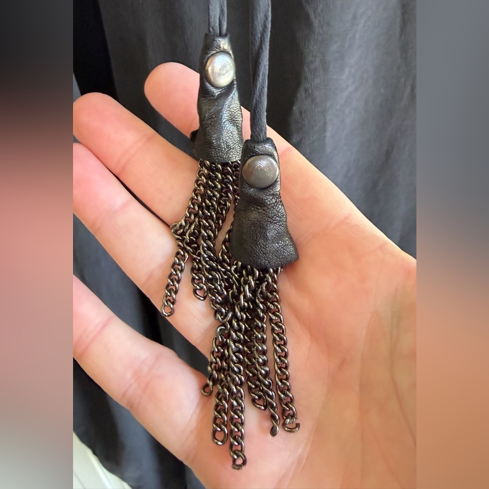 Charcoal Silk Beaded Kaftan - Picture 8 of 9